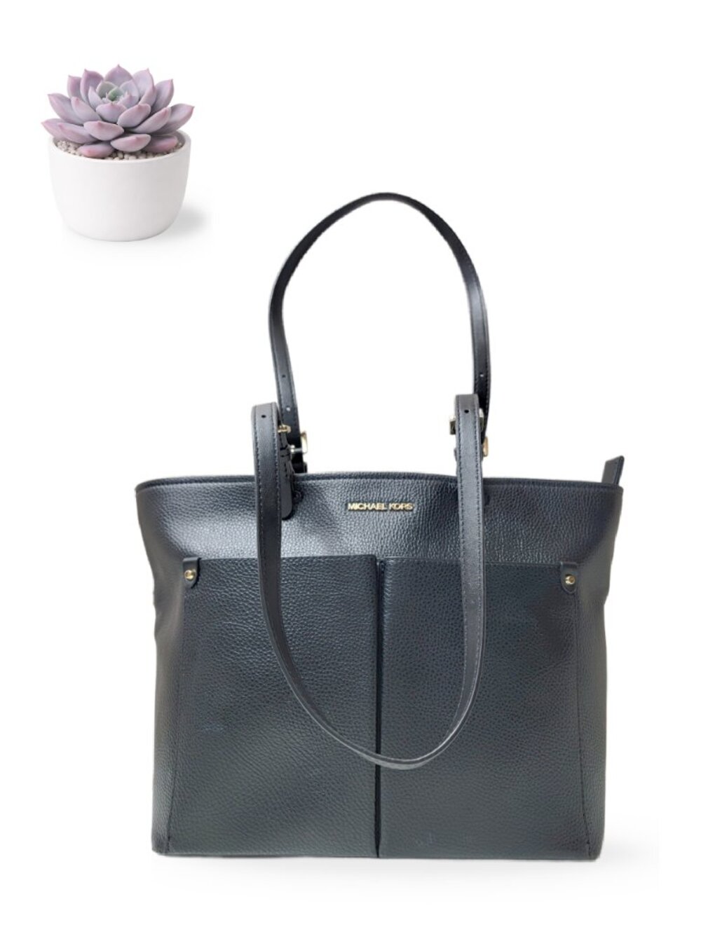 Michael Kors Jet Set Handbags Travel Medium Double Pocket Tote Bag Black Purse